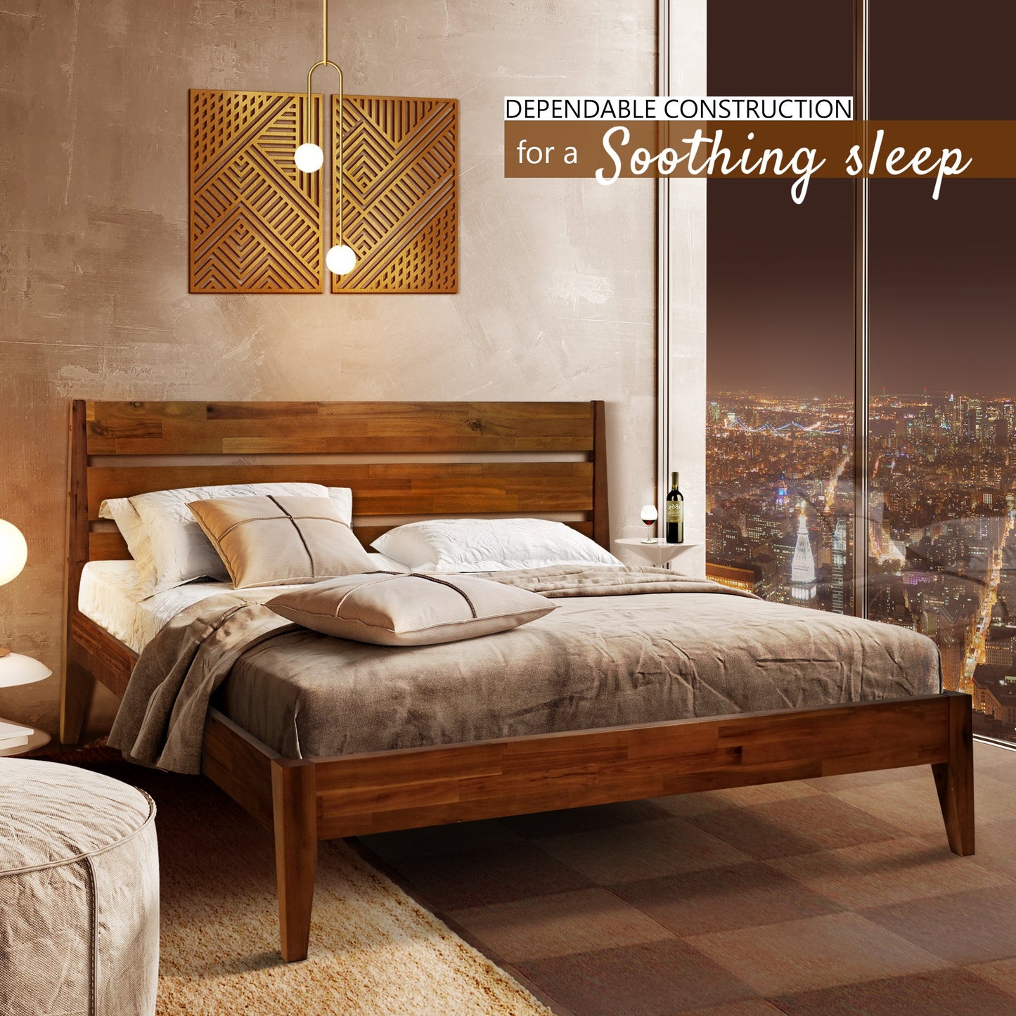 Acacia Emery Solid Wood Bed Frame