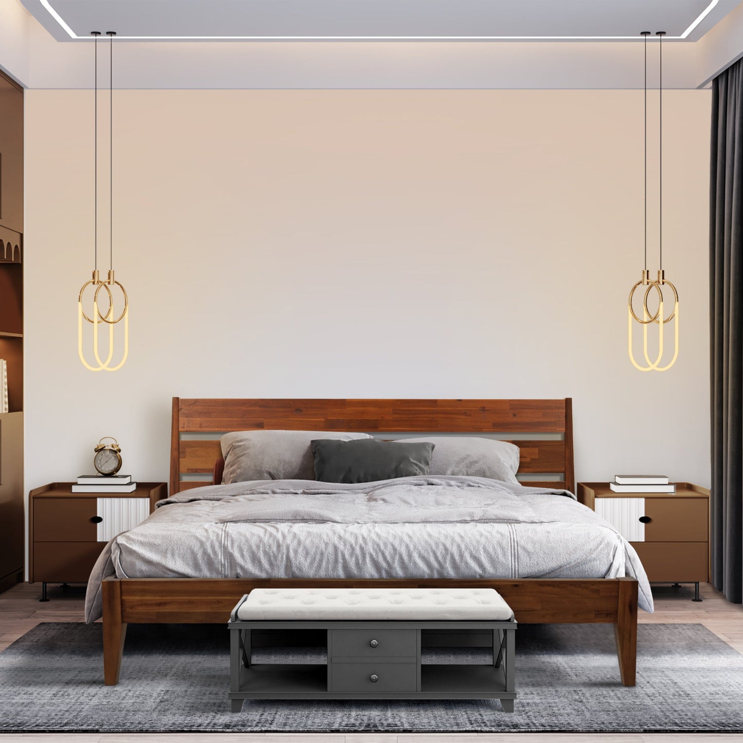 Acacia Emery Solid Wood Bed Frame