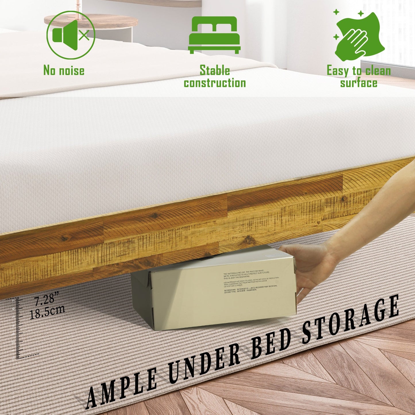 Acacia Sierra Deluxe Wood Platform Bed Frame