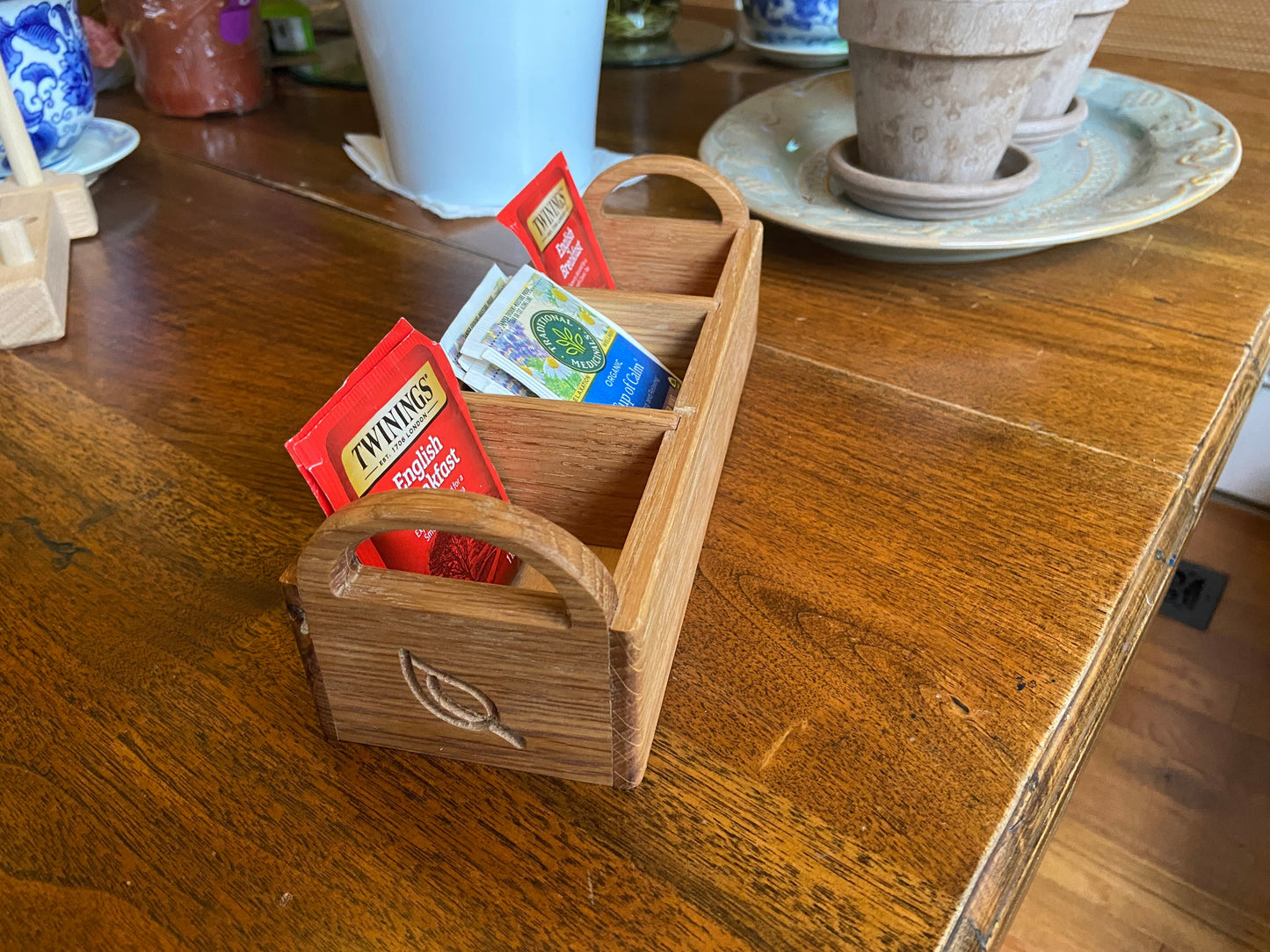 Hand-made tea caddy made from White Oak.