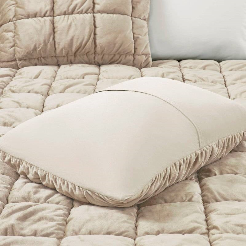 Full/Queen Beige Velvety Soft Down Alternative Comforter Set