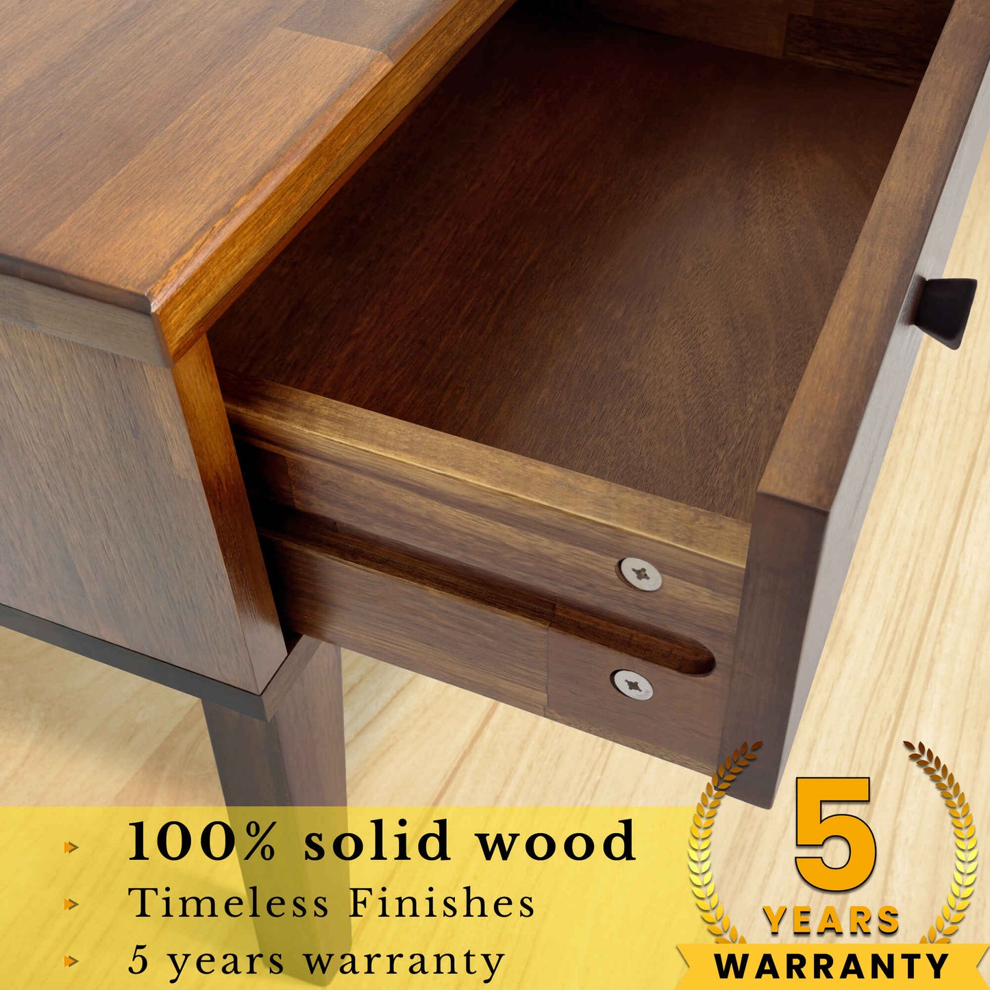 Acacia Sofia 1-Drawer Solid Wood Nightstand