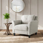 Cream Microfiber Upholstered Chair Armchair with Button Tufted Back Cushion
