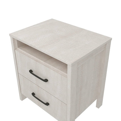 Modern Farmhouse Bedroom 2-Drawer Bedside Table Nightstand in Grey Wood Finish
