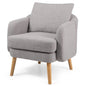 Modern Grey Sherpa Fabric Upholstered Accent Chair with Wooden Legs