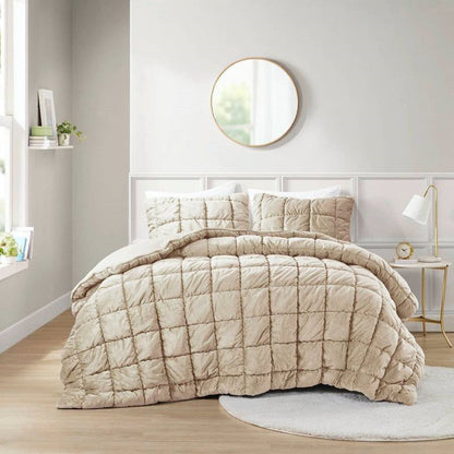 King Beige Velvety Soft Down Alternative Comforter Set