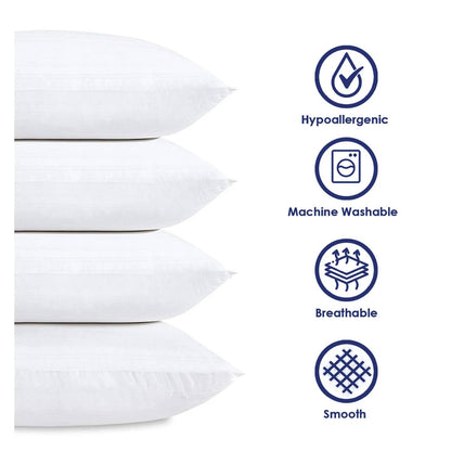 Set of 4 - King size Down Alternative Pillows - Machine Washable