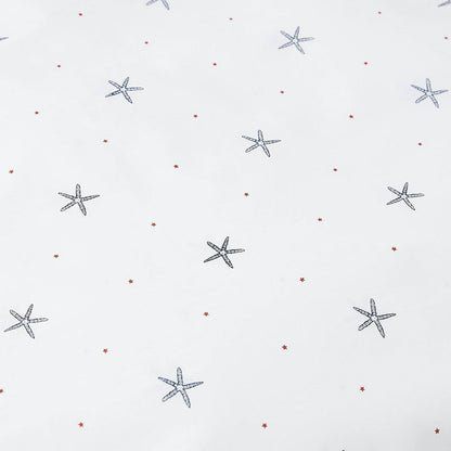 King size Coastal Beach Starfish White Navy Red 100-Percent Cotton Sheet Set, percale