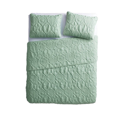 Queen Coastal Beach Starfish Seashell Seahorse Light Green Teal Quilt Set