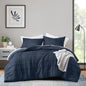 Twin/Twin XL Microfiber Pleated Bohemian style Pre-Washed Comforter Set in Navy