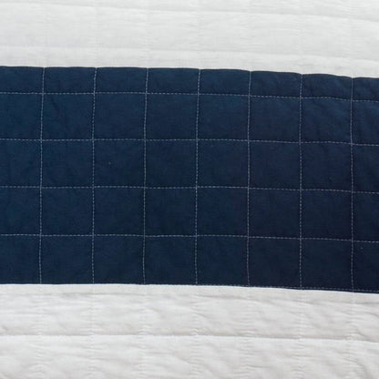 Twin Navy White Stripe 2 Piece Cotton Lightweight Quilt Set
