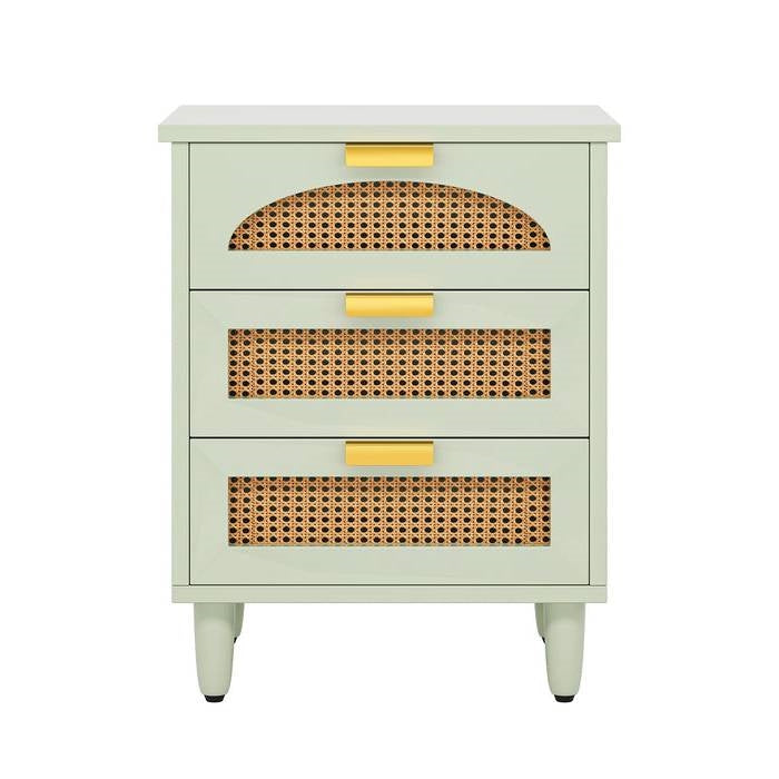 Retro Mid-Century Modern 3 Drawer Bedside Table Nightstand in Mint Green