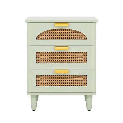 Retro Mid-Century Modern 3 Drawer Bedside Table Nightstand in Mint Green