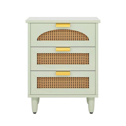 Retro Mid-Century Modern 3 Drawer Bedside Table Nightstand in Mint Green