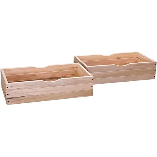 Set of 2 - Solid Wood Rolling Storage Drawers for Under Bed - Made in USA
