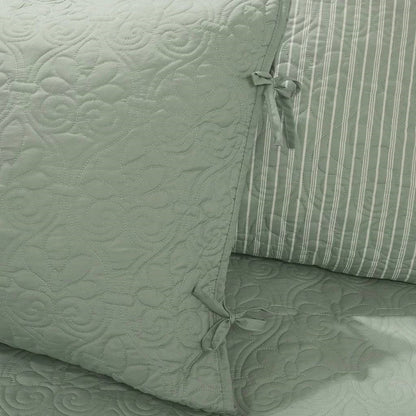 6-Piece Country Cottage Quilted Seafoam Green Reversible Daybed Cover Set