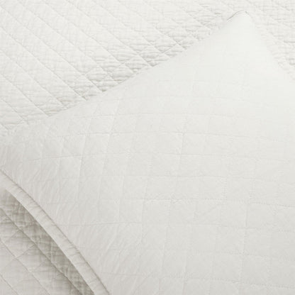 Full/Queen Lightweight Cotton Linen White Textured Reversible 3-Piece Quilt Set