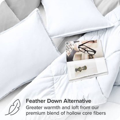 Full size Super Soft Microfiber Down Alternative Comforter Set White