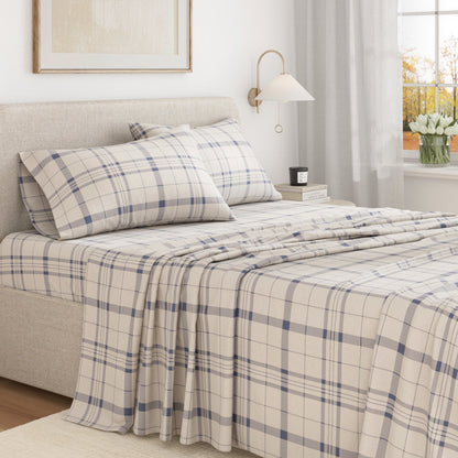 Turkish Cotton Flannel Sheet Set - Plaid & Stripe Collection