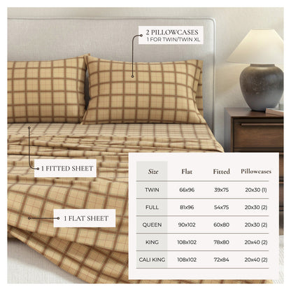 Turkish Cotton Flannel Sheet Set - Plaid & Stripe Collection